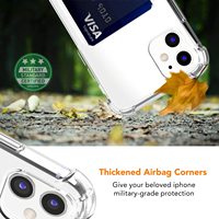Étui de téléphone avec fente pour carte, étui de téléphone portable transparent en TPU avec porte-cartes de crédit pour Apple iPhone 13 Mini 13 Pro Max