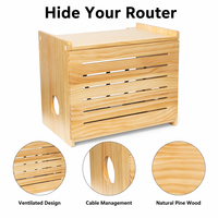 Caja de Almacenamiento de Madera para Router con Gestión de Cables para Módem, Acabado en Pino, 11 Pulgadas