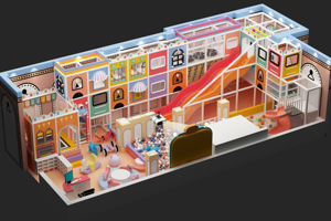 Aire de jeux intérieure pour enfants parc fort coquin avec toboggan - Product Image 2