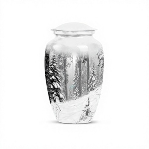 Urne commémorative de crémation de flocons de neige en aluminium blanc pour les cendres humaines avec sac de velours gratuit - Product Image 1