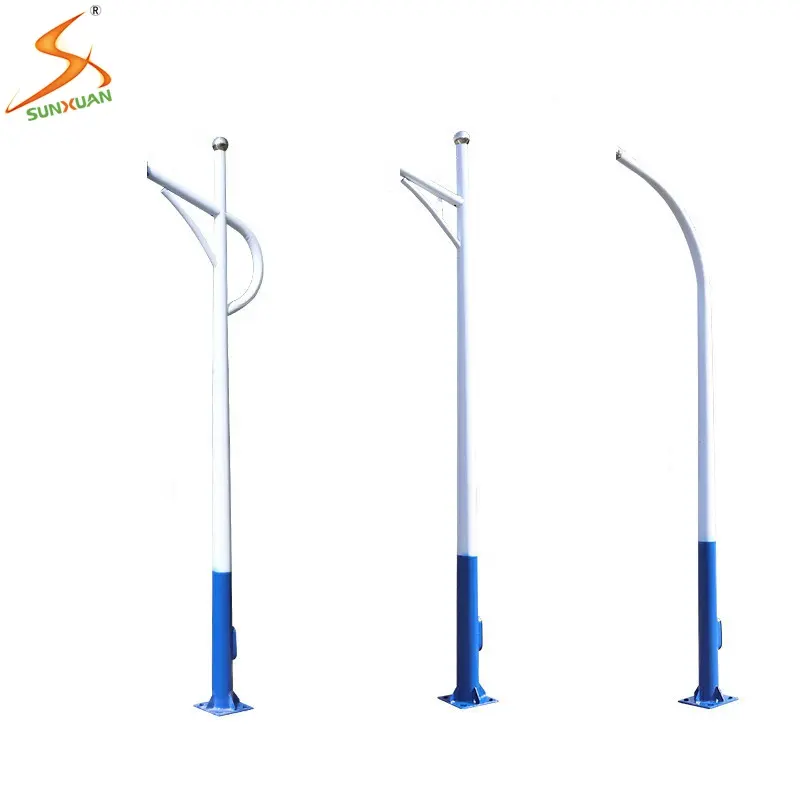 SUNXUAN postes de lámpara de productos de acero galvanizado 5M 6m 8m 10m 12m Q235 poste de luz de calle de doble brazo de acero de alta calidad