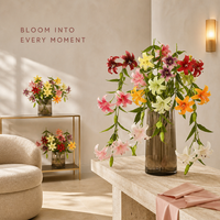 Lange Dreiköpfige Lilie aus Naturkunststoff mit Echtem Gefühl für Laden-Fotografie, Blumenarrangements & Heimdekoration, Visuelles Merchandising