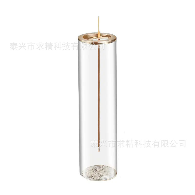 Metal incense clip with glass tube, 1 set
