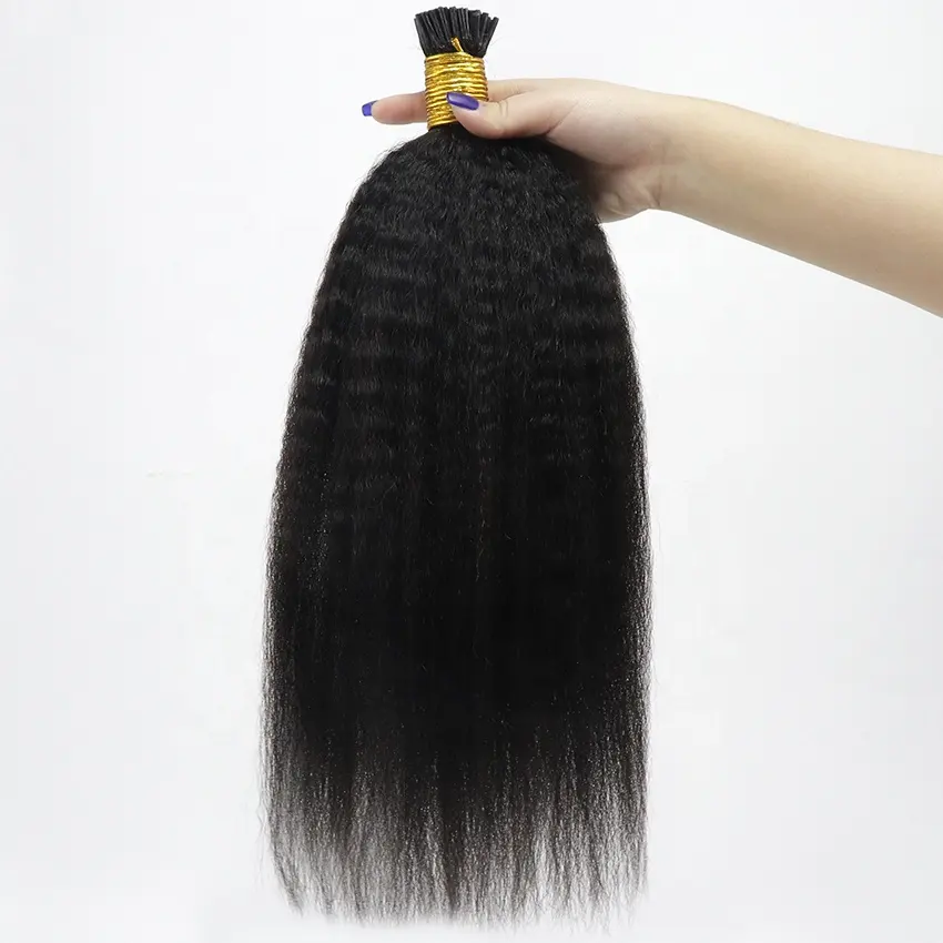 Wholesale Raw Human Micro Links Hair Extensions Kinky Straight I Tip Human Hair Extensions Malaysian Virgin Hair