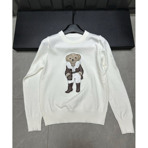 Женский свитер на раннюю осень 2025 года, вязаный, с длинным рукавом, круглым вырезом, универсальный, свободного кроя, в корейском стиле, с мультяшным принтом спереди - Product Image 6