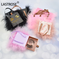 Vente en gros de boîte à cils scintillants en fourrure rose étui à cils en vison étui à strass avec boîte d'emballage à cils en fourrure marque privée