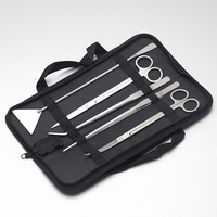 Kit d'outils pour plantes aquatiques d'aquarium, ensemble de cinq pièces en acier inoxydable : ciseaux droits/courbés, pinces droites/courbées, pelle plate pour sable