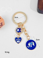 Porte-clés tendance avec breloque œil porte-bonheur bleu, chaîne de sac, accessoire en cristal doré, amulette de protection spirituelle, cadeaux