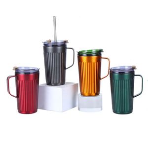 New Design 12oz/18oz Stainless Steel Insulated Thermal Coffee <b>Mug</b> Travel Cup with Straw Set - Product Image 5