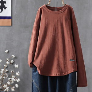 Plus Size Women's Long Sleeve Solid Color T-Shirt Hollow Back Knitted Polyester Base Layer Autumn Wear - Product Image 4