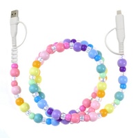 Nuevo Cable USB Tipo C de Carga Rápida con Cuentas de Resina Acrílica Estilo Bohemio y Transferencia de Datos - Regalo de Joyería