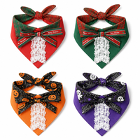 Ensemble de bandanas réversibles pour chien Noël et Halloween, foulard triangulaire ajustable pour animaux de compagnie, bavoir anti-bave pour chats et chiens de petite et grande taille