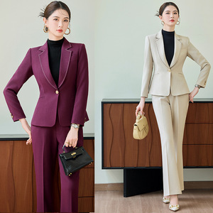 Women's Suit Set Long Sleeve Professional Formal Wear Office Lady Anti-Wrinkle Polyester Worsted 2025 Spring Autumn New Style - Product Image 1