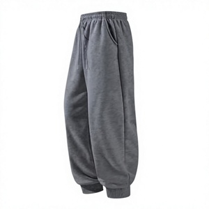 Hardihood International Men's Gray Polyester/Cotton Sweatpants <b>Elastic</b> Waist Drawstring Midweight Pockets Casual Knitted Autumn - Product Image 1