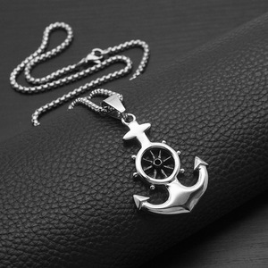 Collana da Uomo in Acciaio al Titanio Stile Nautico Retrò con Ciondolo Ancora, Moda Europea e Americana, Punk Hip-hop - Product Image 2