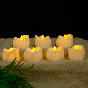 Vela de candelita electrónica <span class=keywords><strong>LED</strong></span> con control remoto, temporizador en forma de lágrima intermitente blanco cálido para fiesta de Halloween, ambiente de plástico - Product Image 1