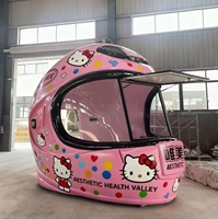 Op maat gemaakte motorhelm sculptuur van glasvezel, FRP kunstinstallatie, decoratie voor buiten, commerciële pleinen & koffietenten