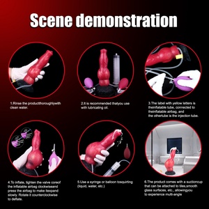 YOCY Silicone Inflatable Squirting <b>Dildo</b> Fantasy Animal Cock Big Girth Dog <b>Dildo</b> Inflating Knot Stimulation Inflatable Anal Toys - Product Image 3