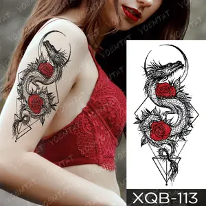 शीर्ष गुणवत्ता निविड़ अंधकार गुलाब काले महिला शाखा अस्थायी टैटू स्टीकर टैटू