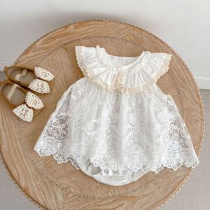 Zomerse nieuwe baby romperjurk zonder mouwen, meisjes kant bloemetjes bodysuit, schattige baby meisjes kleding - Product Image 3