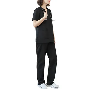 Approvisionnement d'usine 2 ensembles en gros femmes à manches courtes Spandex Jogger ensemble infirmière uniforme infirmière uniformes plus taille scrubs