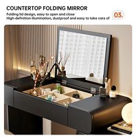 Coiffeuse moderne noire à LED avec coffre de rangement pour maquillage et coiffure, idéale pour chambre, appartement, salle de bain, hôtel