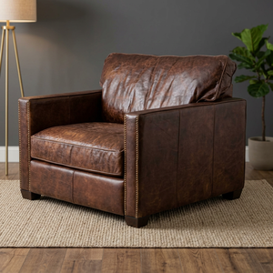 Sofá Individual Reclinable de Cuero Genuino Estilo Industrial y Vintage para Sala de Estar - Product Image 2