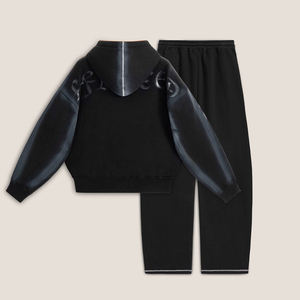 ชุดเซ็ตเสื้อฮู้ดดี้ปักลายผู้ชายทรงโอเวอร์ไซส์ผ้าฟลีซคุณภาพสูงสำหรับฤดูหนาว ระบายอากาศได้ดี ล้างแบบสเปรย์ พร้อมกางเกงขายาวทรงแบ็กกี้ - Product Image 5