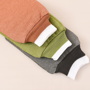 Bath Gloves Exfoliating Towel Double Sided Gentle On Skin For Bathing <b>Shower</b> Use Grey Green Champagne Color - Product Image 2