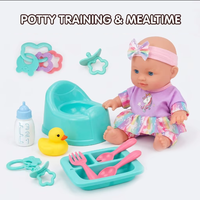 Juego de Muñeca Bebé Realista EPT de 9 Pulgadas con Set de Entrenamiento para Ir al Baño y Alimentación, Muñeca de Juego de Imitación con Biberón Numerado y Pato para Niños