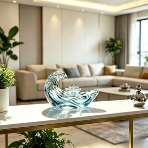 Ornamento in Resina Trasparente a Forma di Onda e Barca, Simbolo di Viaggio Tranquillo, Adatto per Decorazione o Regalo - Product Image 3