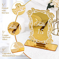 Numéros de table de mariage en acrylique doré effet miroir avec support – Signalétique de mariage de luxe sur mesure