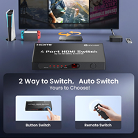 Conmutador HDMI SYONG 4K60Hz 4 en 1 Salida Ultra HDR con Control Remoto HDMI2.0*5 Puertos 18Gbps de Alta Velocidad para TV, Laptop, Oficina, Plug and Play