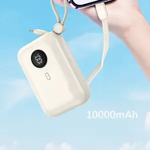 Mini Power Bank 10000 MAh Simple Portable Universal Fast Charging 10000mah Power Bank PD20W Built-in Cables