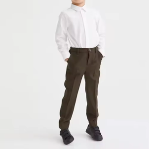 Nouveau pantalon d'uniforme scolaire pour garçons 2026, qualité supérieure, en coton, marron foncé, tenue formelle pour enfants pour l'école - Product Image 1