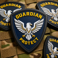 Patch en PVC en forme de bouclier 3D en gros, patch auto-agrippant pour sac à dos d'extérieur, patch en caoutchouc souple 3D gaufré avec LOGO personnalisé, aigle