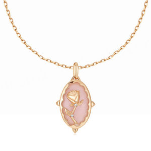 Collar con Colgante en Forma de Corazón de Cuarzo Rosa, Chapado en Rodio y Oro, Joyería de Fábrica para Mujer, para Bodas y Fiestas - Product Image 1