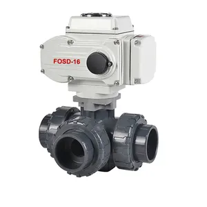 12V 24V 220V On Off Type Electric Actuator Water Flow Control Plastic UPVC ball valve three way motorized valve
