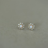 Elegante S925 Silber Blütenblatt-Ohrringe 925 Silber Opal Blumen-Ohrstecker