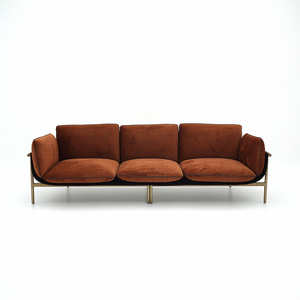 Sofá Esquinero de 3 Plazas de Lujo Estilo Italiano, Diseño Moderno, Tela Cómoda de Color Marrón - Product Image 1