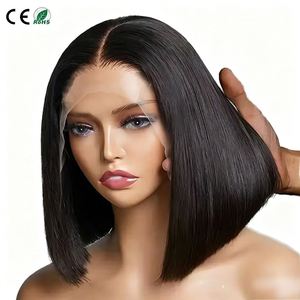 Perruques longues bob transparentes HD 13x4 pour femmes, lisses, densité 180%, 12 pouces, pré-épilées, cheveux vierges Remy, sans colle - Product Image 1