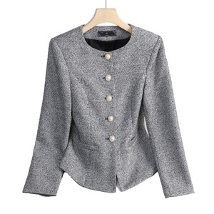 Women's Woolen Plaid Blazer Long Sleeve Professional Jacket Formal Workwear General Purpose Type - Product Image 2