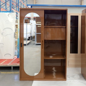 <span class=keywords><strong>Barato</strong></span> Knock Down Muebles de dormitorio Impresión Deslizante 2 Puertas Metal <span class=keywords><strong>Armario</strong></span> Almirah Acero Armarios <span class=keywords><strong>con</strong></span> cerradura - Product Image 2