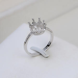 Bague Couronne en Argent S925 avec Taille Ajustable 7.5-8.5, Support DIY pour Perles, Apprêts et Composants de Bijoux 237 - Product Image 4