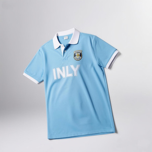 OEM ODM Mavi & Beyaz Retro Futbol Polo Forması Yazlık Nefes Alabilen Hafif Günlük Giyim Sokak Modası Kulüp Futbol Tişörtü Üniforması - Product Image 2