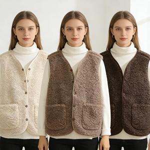 <span class=keywords><strong>Gilet</strong></span> in Peluche <span class=keywords><strong>Beige</strong></span> Chic Invernale, <span class=keywords><strong>Gilet</strong></span> in Cashmere per Donne, Nuovo <span class=keywords><strong>Gilet</strong></span> Senza Maniche Tinta Unita - Product Image 1
