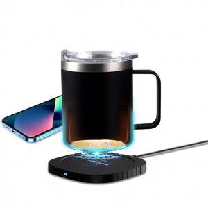 Mug intelligent en acier inoxydable personnalisé JEDI avec fonction de chauffage, recharge sans fil pour téléphone, chauffe-tasse USB pour thé au lait, café - Product Image 1