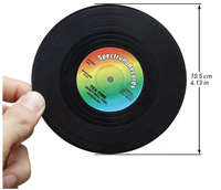 Sous-verres en PVC, lot de 6, sous-verres colorés rétro en forme de disque vinyle pour boissons avec étiquettes amusantes, sous-verres de table pour boissons