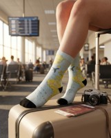 Calcetines Deportivos Juveniles al por Mayor con Diseño de Mapa del Mundo, Puño con Logotipo Personalizado, Transpirables, Calcetines de Diseño Personalizados para Viajes y Senderismo
