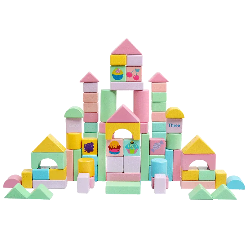 Amazon hot sale colorful creative shape match 80 PCS solid blocks educational toys Wholesale promotion building blocks toys